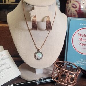 Elegant Copper Jewelry Set with Opal Pendant By Paparazzi